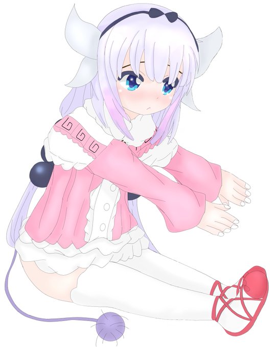 体が硬くてつま先にタッチできないカンナちゃん#小林さんちのメイドラゴン #イラスト#絵描きさんと繋がりたい#フォロバ10