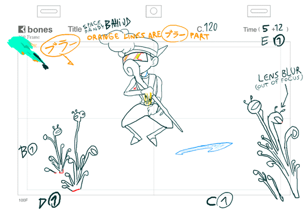 YOYOYO! 『スペース☆ダンディ14話』 原画: バヒ・JD YOYOYO! 『スペース☆ダンディ14話』 原画: バヒ・JD