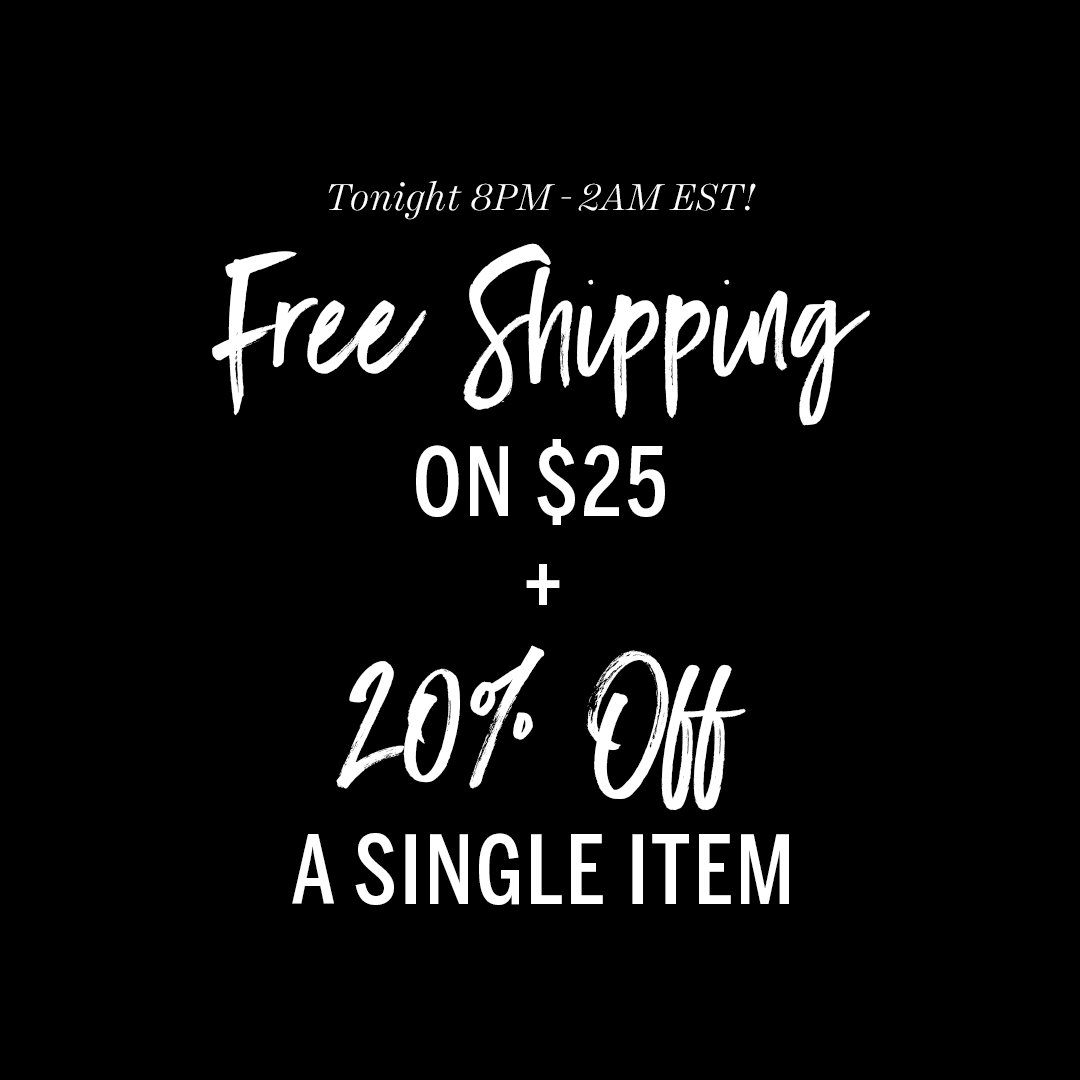 TONIGHT: You can’t lose with free shipping + 20% off! https://t.co/O4yaevYH7w https://t.co/m8pP652o1t
