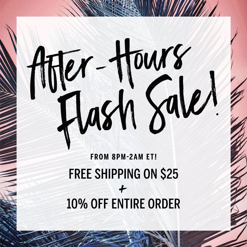 TONIGHT! Free Shipping on $25 + 10% Off from 8pm-2am. Because, Flash Sale. https://t.co/vD3AqOdgIz https://t.co/1Vtn6q437l