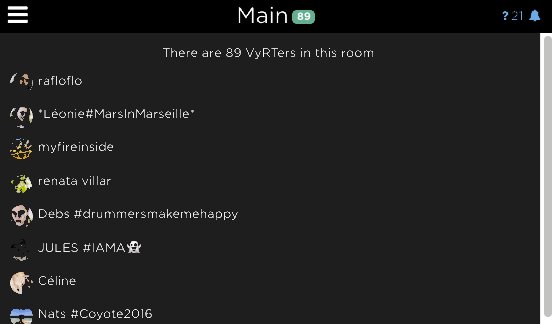 RT @VyRT: New Feature: Want to see who's around in Chat? Simply click the room title + browse. — https://t.co/hGmE6G74Ko https://t.co/dw3NW…