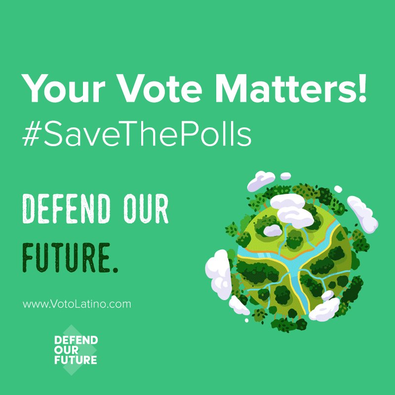 RT @votolatino: Help make our future cleaner by registering to vote & taking a stand! https://t.co/i1bfOtizNl #SaveThePolls https://t.co/H0…