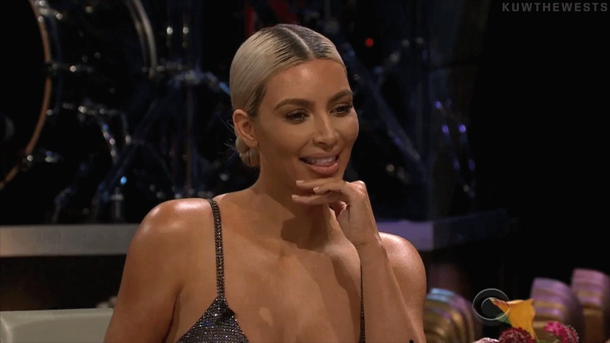 RT @kuwthewests: GIF: Kim at the @latelateshow https://t.co/rzA6DpamAi