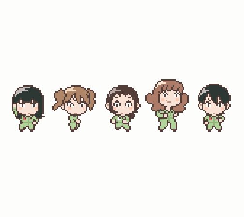 せっかくなので5人作ってみた。#ひそまそ #ひそねとまそたん #ドット絵 #hisomaso #pixelart せっかくなので5人作ってみた。#ひそまそ #ひそねとまそたん #ドット絵 #hisomaso #pixelart