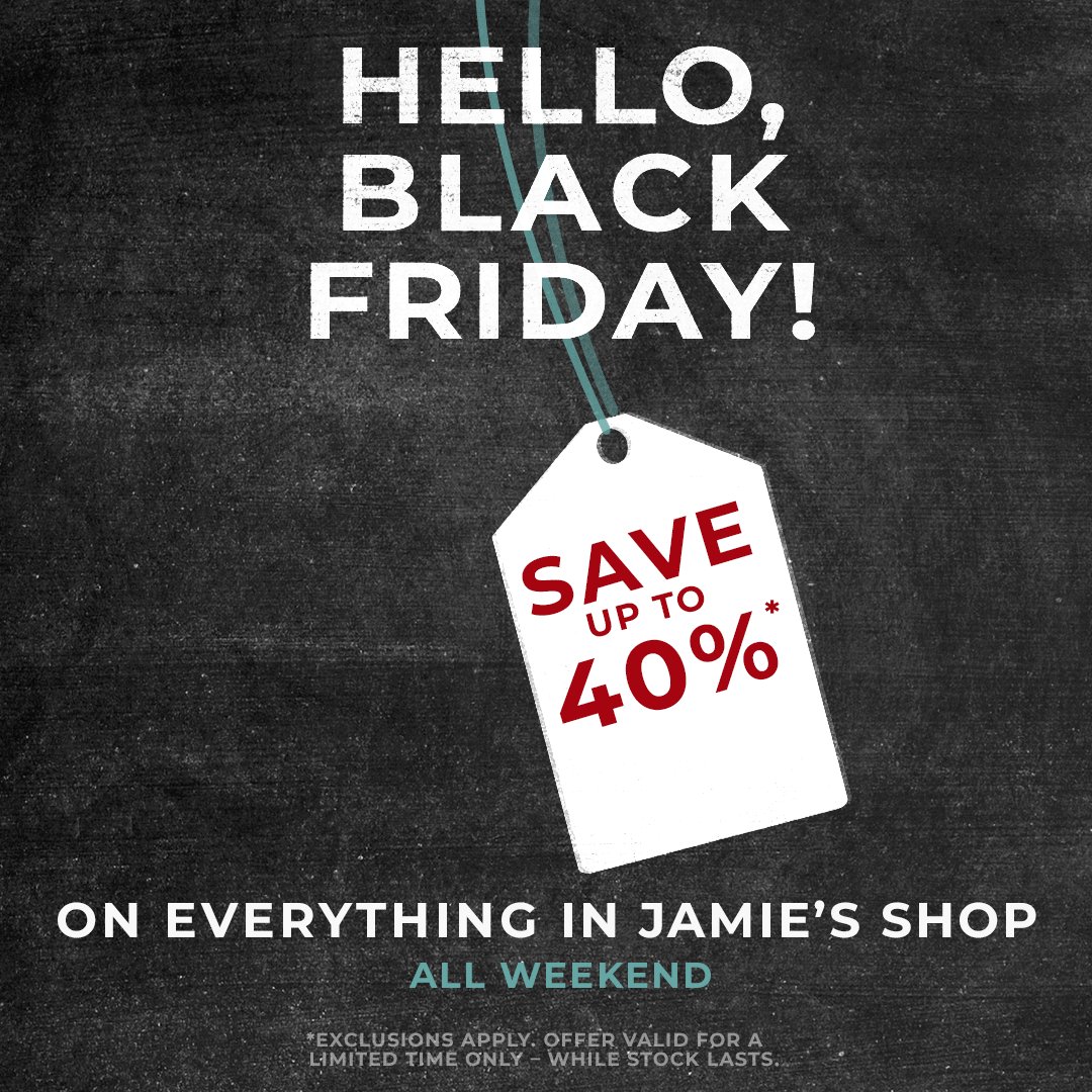 #BLACKFRIDAY SPECIAL!

Up to 40% off EVERYTHING on the Jamie Oliver Shop! https://t.co/gjGpklNbfM https://t.co/EHeewkjYLO