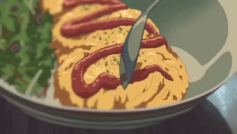 幸せになれるGIF見つけた言の葉の庭のオムライス、、 幸せになれるGIF見つけた言の葉の庭のオムライス、、
