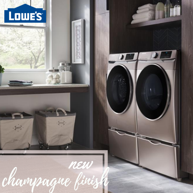 Laundry room with champagne washer and dryer deals