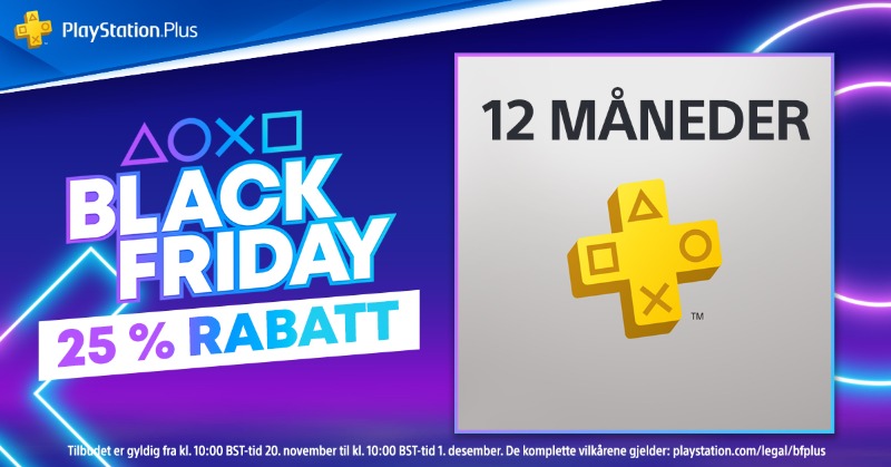 PlayStation Europe on Twitter: "Spar 25 på 12 måneder Plus på Black Friday! Spill flerspiller på nett med mer." / Twitter