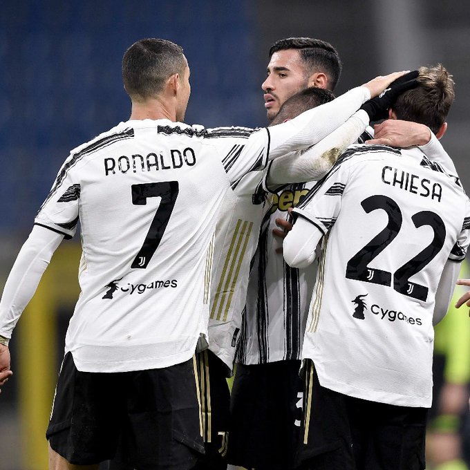 Selebrasi pemain Juventus untuk gol Federico Chiesa 