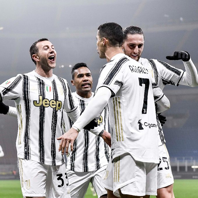 Selebrasi pemain Juventus setelah Cristiano Ronaldo mencetak gol