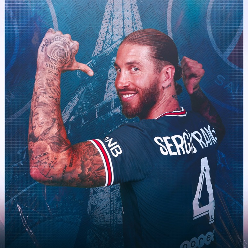 PSG Sergio Ramos 4 グレーシャツ PSG Sergio Ramos 4 グレー