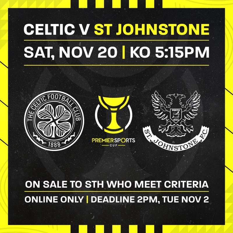 celtic football club on twitter less than 24 hours to go with celticfc set to face stjohnstone in the premiersportscup semi final at hampden later this month tickets are on