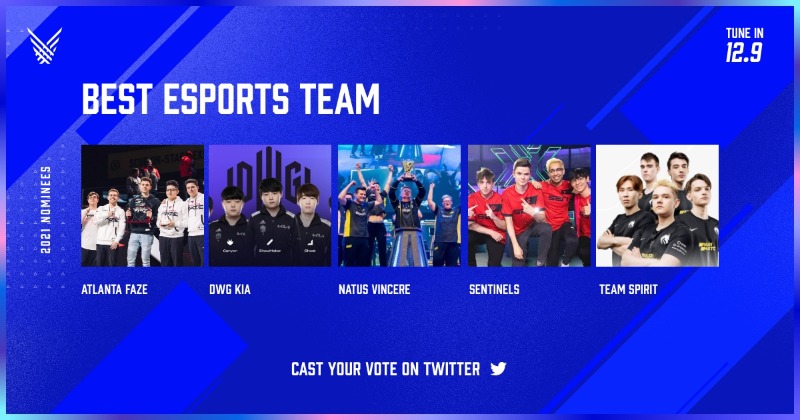 DZ nominated for the Video Game Awards as the best esports team in