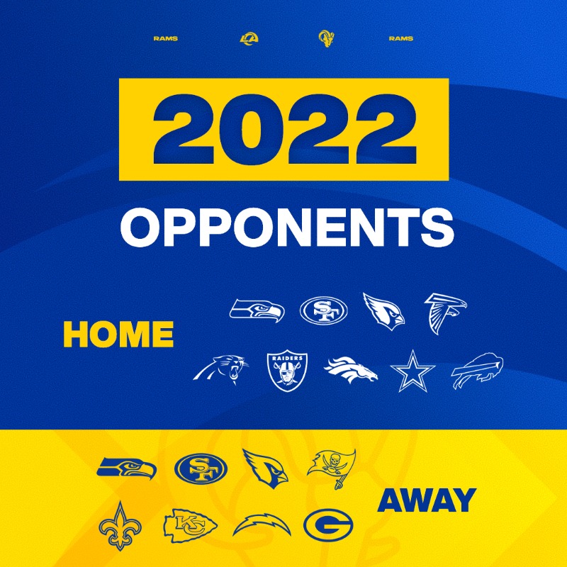 gentagelse Final enorm Los Angeles Rams on Twitter: "2022 opponents finalized." / Twitter
