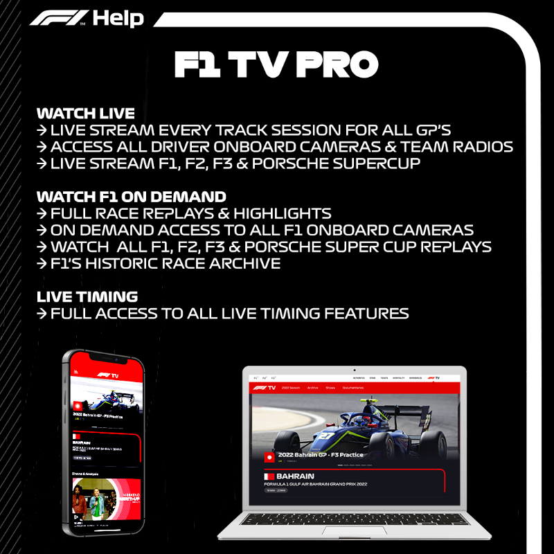 The Official F1® Help Channel on Twitter: "Watch the F1 season live with an F1  TV Pro subscription 📺 Click to see if your region is supported for Pro  services ⬇️ #BahrainGP #