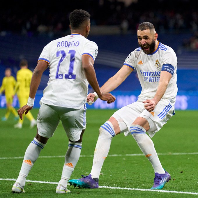 Real Madrid-Chelsea maçında Rodrygo ve Benzema'nın gol sevinci