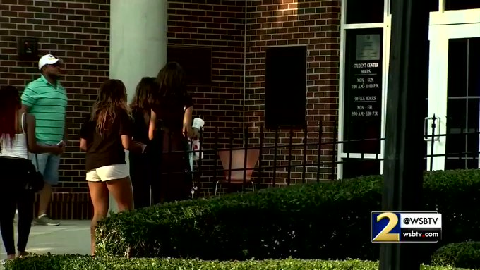 Students wait for some word on the status of housing at Clark-Atlanta University