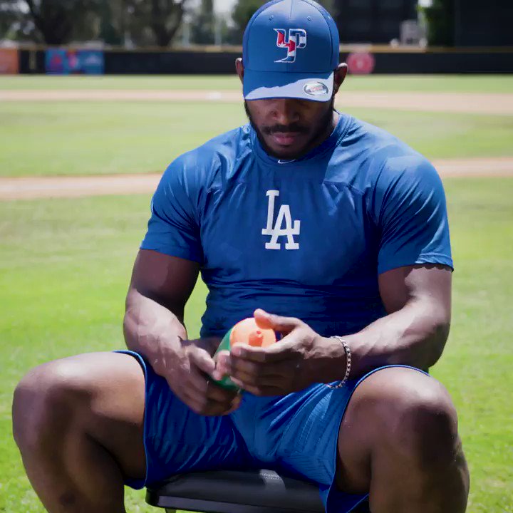 We talked with @YasielPuig for #hispanicheritagemonth. He told us about how he developed his arm as a kid in Cuba, what it feels like to get dunked with Gatorade, and why he licks his bat 😂