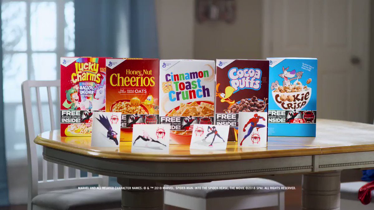 Spider-Man Into The Spider-Verse Movie Action Decals General Mills Cereal CHOICE 