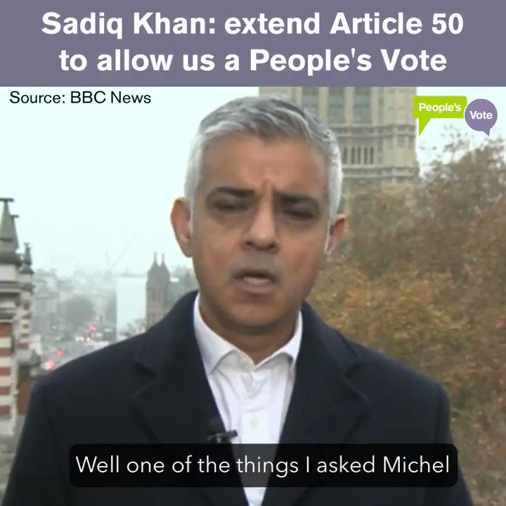 WATCH: @SadiqKhan on BBC News this morning, arguing that we should extend Article 50 so we can have a #PeoplesVote on the Gov's dodgy Brexit deal. Please RT: