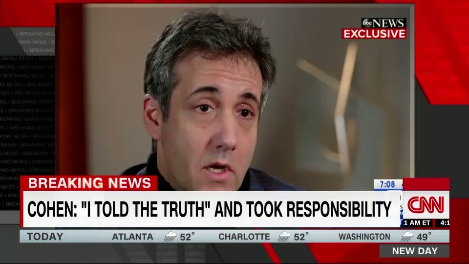 “The special counsel stated emphatically that the information I gave to them was credible and helpful. … I am done with the lying,” former Trump lawyer Michael Cohen says in new interview. https://cnn.it/2GhevxY