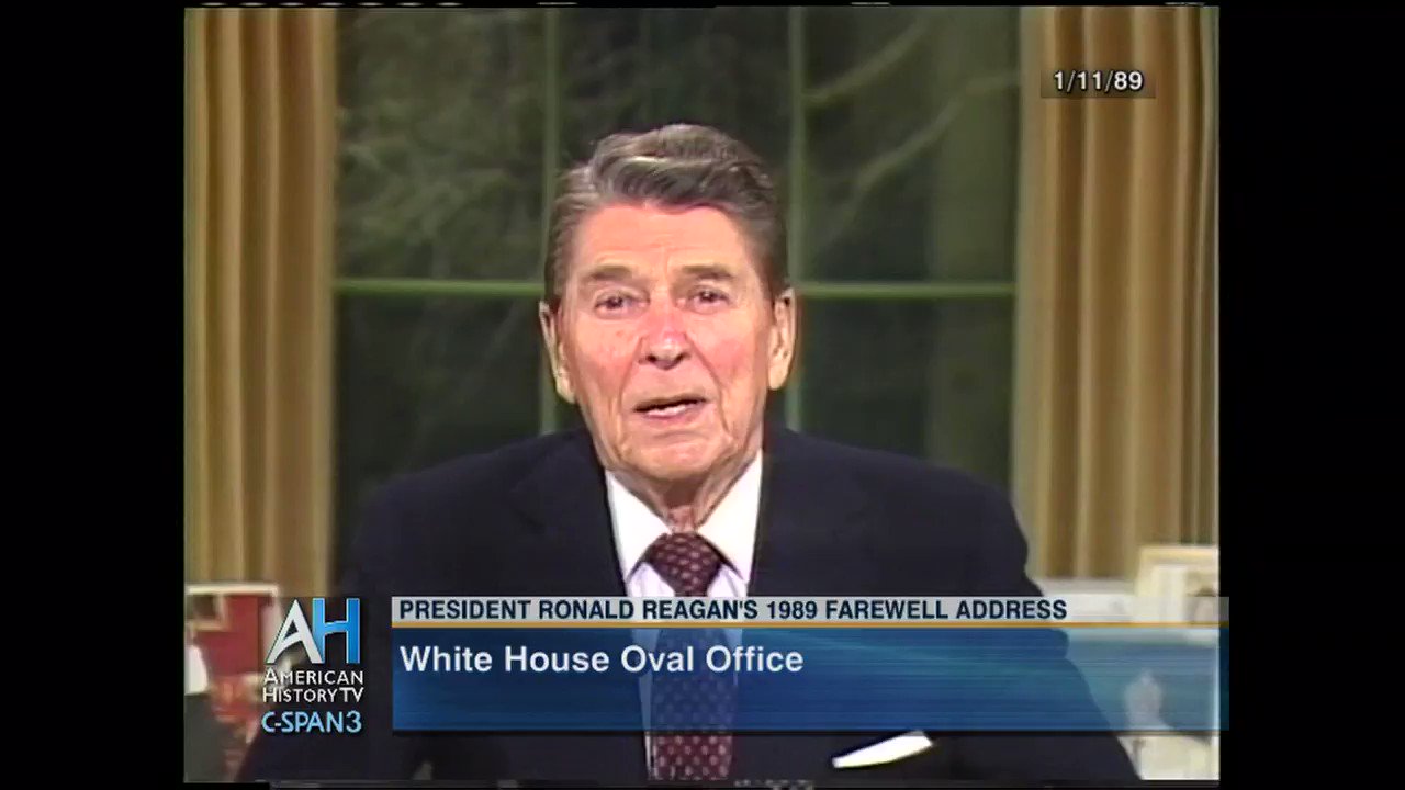 American History TV on Twitter: "#OnThisDay in 1989, President Ronald Reagan gave his farewell address. He reflected on a story about a group of refugees and the American military. #POTUS #history https://t.co/6t0Cn94Hcx" /