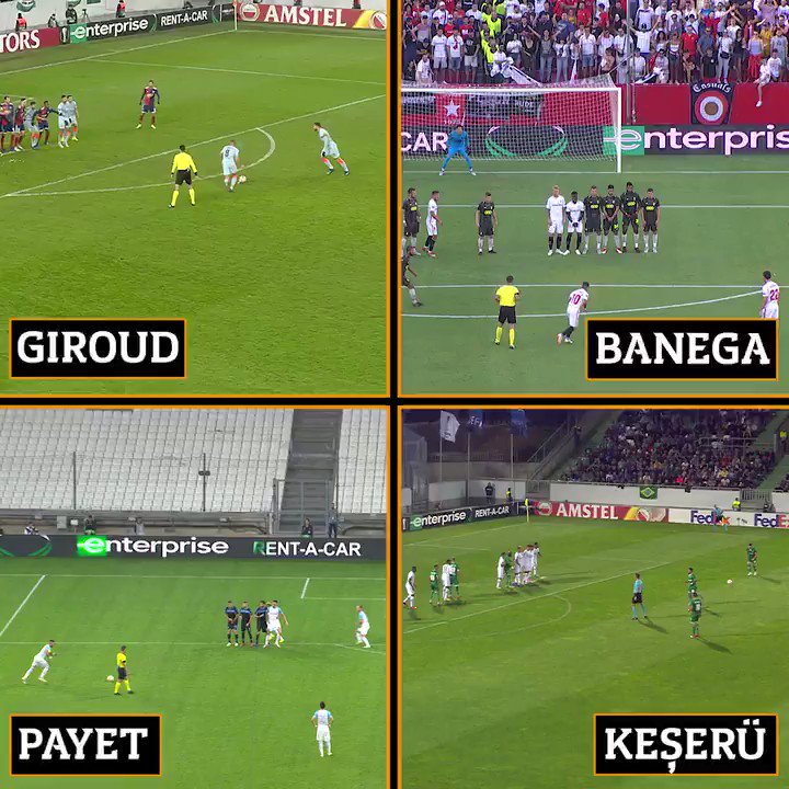 Group stage free-kicks 🎯🎯🎯
Best one? 🤔
#UEL #FreeKickFriday