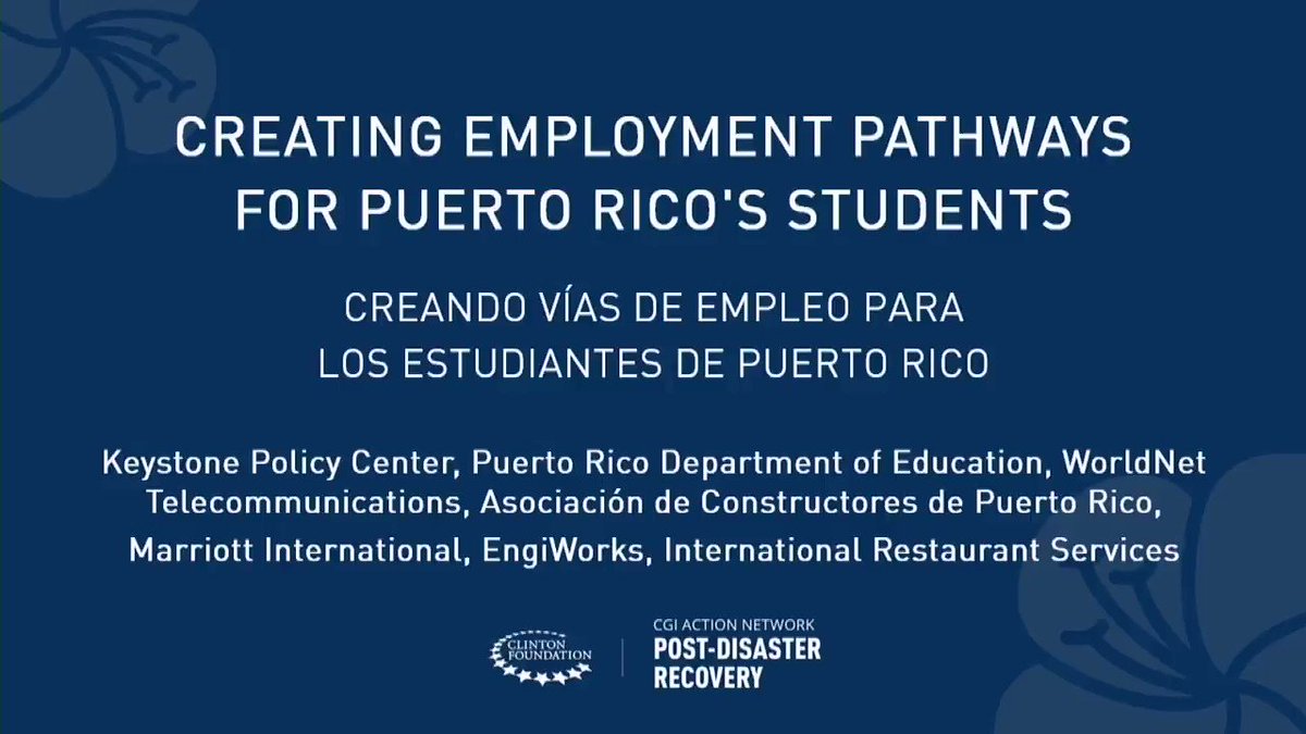 Watch: President @BillClinton shares how @TheKeystoneCtr and partners are helping expand employment pathways for students in Puerto Rico. #IdeasIntoAction