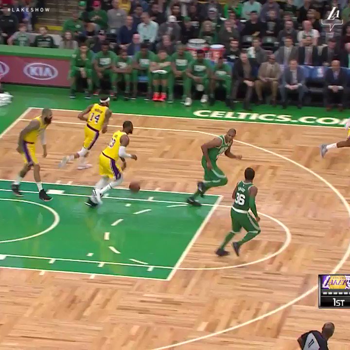 🎥 Rondo sinks the game-winner to complete the Lakers comeback and defeat the Celtics, 129-128 #LakersWin