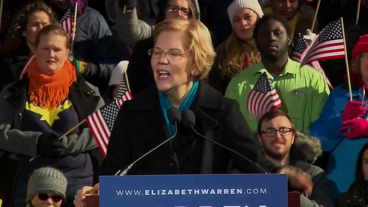 "When it comes to climate change, our very existence is at stake. But Washington refuses to lift a finger without permission from the fossil fuel companies."
Sen. Elizabeth Warren officially jumps into White House race #Warren2020 http://hill.cm/zEvJMn6