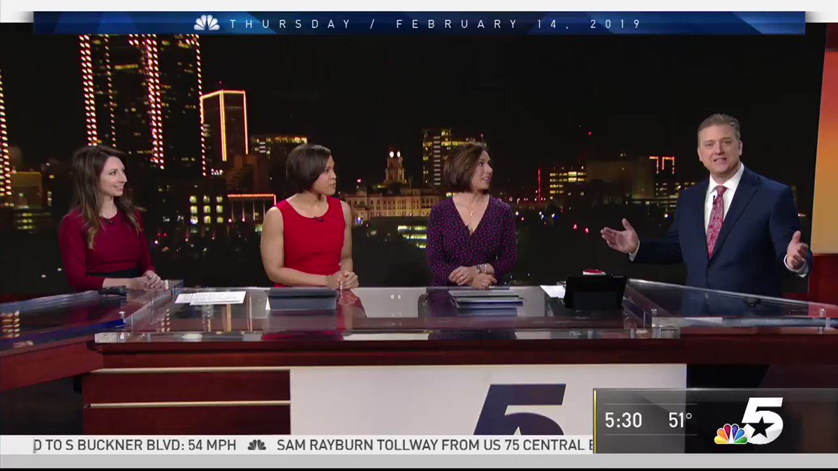 "Eat lunch or dinner with ya boo," @GrantJNBC5 on #NBC5Today. #ValentinesDay2019 @DeborahNBC5 @SDaviesNBC5 @LauraHarrisNBC5
