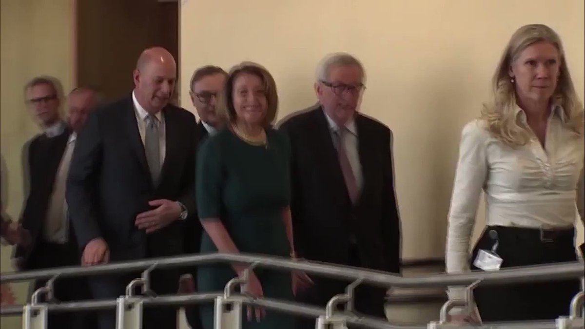 YESTERDAY: European Commission President Jean-Claude Juncker welcomes Speaker Nancy Pelosi in Brussels.