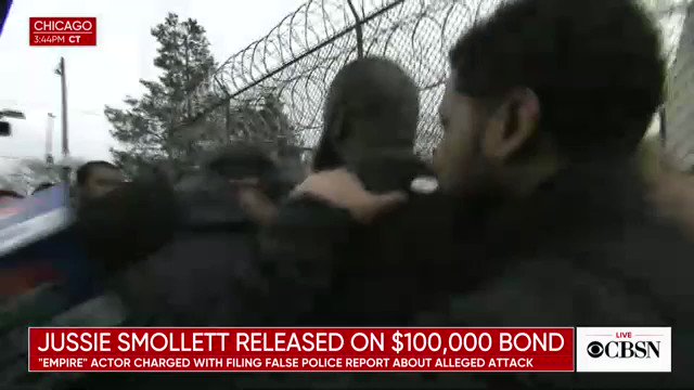 Jussie Smollett runs from the press after being released from jail on $100K bond