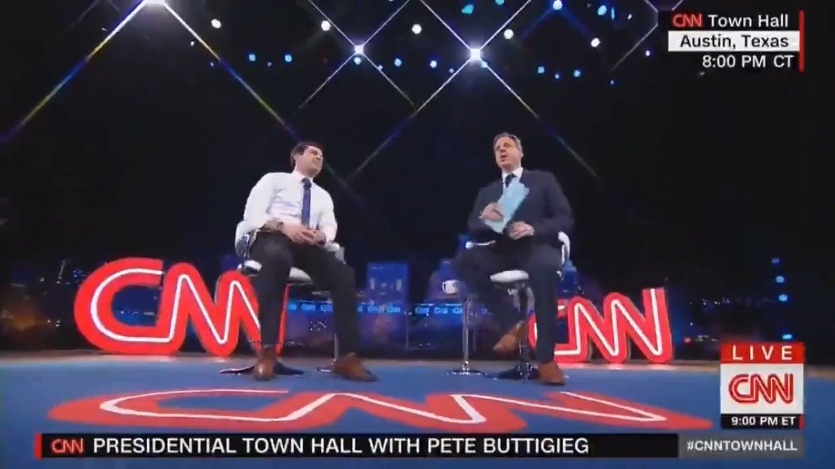 This moment during the @PeteButtigieg town hall with @jaketapper made me emotional. A discussion of something silly like the spousal bickering of a same-sex couple treated normally is something I wish I had as a kid. We don't want special rights. We want what everyone else has