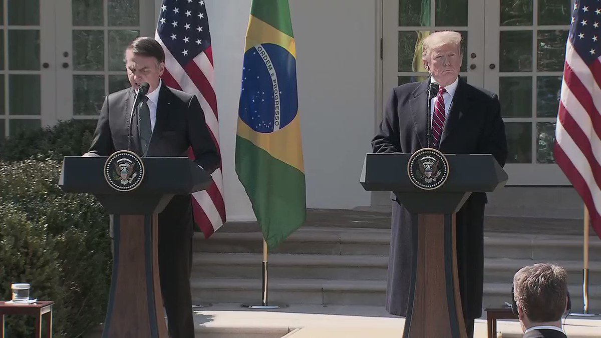 President Bolsonaro: "Brazil and the U.S. stand side-by-side in efforts to ensure liberties in respect to traditional family lifestyles, respect to God, our creator, against the gender ideology, or the politically correct attitudes, and against fake news"