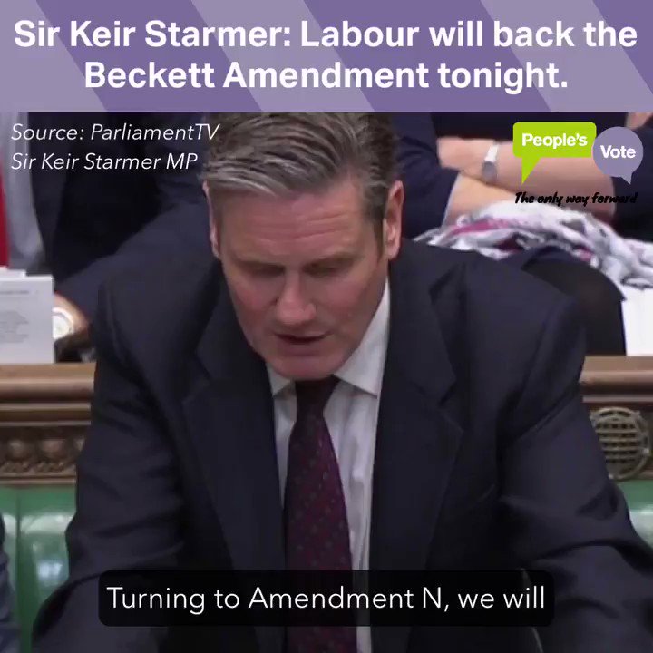 WATCH: @Keir_Starmer makes it absolutely clear that Labour will back Margaret Beckett's amendment this evening, backing a #PeoplesVote on any Brexit deal. Please RT: