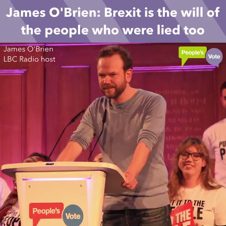 "Brexit is the will of the people who were lied too."
WATCH: @mrjamesob brilliant speech at the #PeoplesVote rally today - please RT: