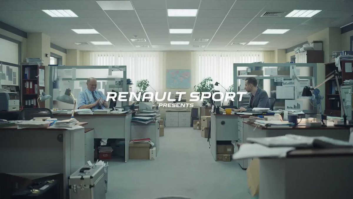 Stuck in an office? No problem. When you love racing, you find competition everywhere. And when @HulkHulkenberg and @danielricciardo get involved... Epic! The #RSspirit never stops.