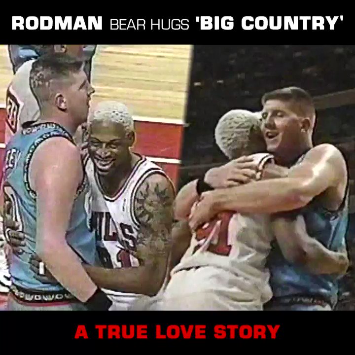 Happy #NationalHuggingDay 🎉Dennis Rodman "Bear Hugs" Big Country Bryant Reeves!@dennisrodman x @reeves_bryant a true love story ❤️