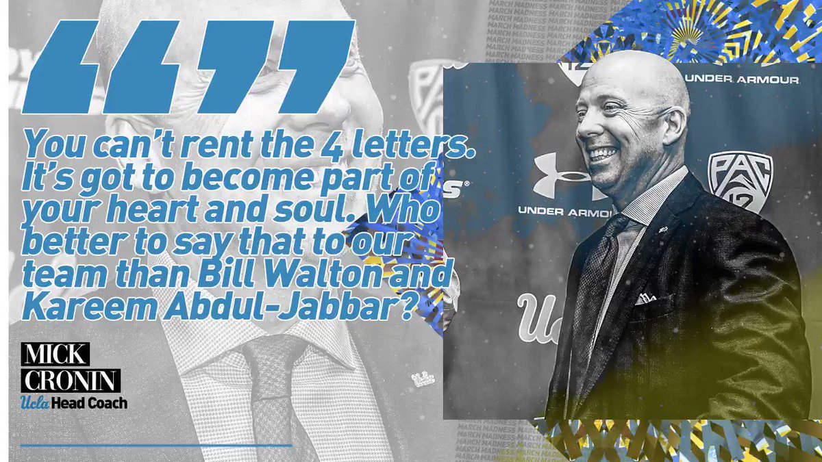 New @UCLAMBB Head Coach Mick Cronin wants his players to truly love the program. (cc: @BillWalton, @kaj33)
New March Madness 365 podcast with @TheAndyKatz:
👉 http://apple.co/2oMjU4B