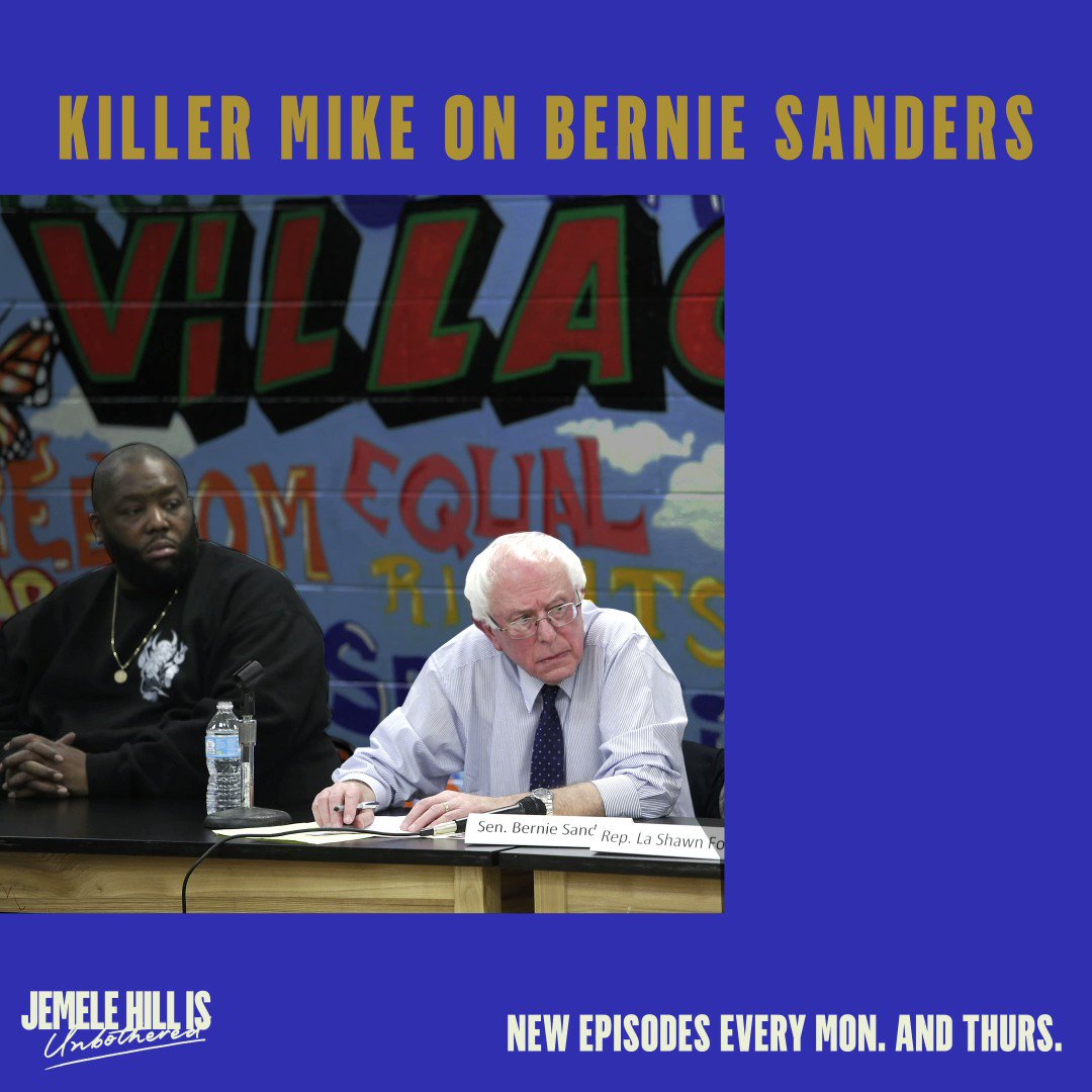 Special guest @KillerMike is giving @BernieSanders all the props on the new episode of the @JemeleHill Is Unbothered podcast. Tune in ➡️ https://spoti.fi/2IQ48AX
