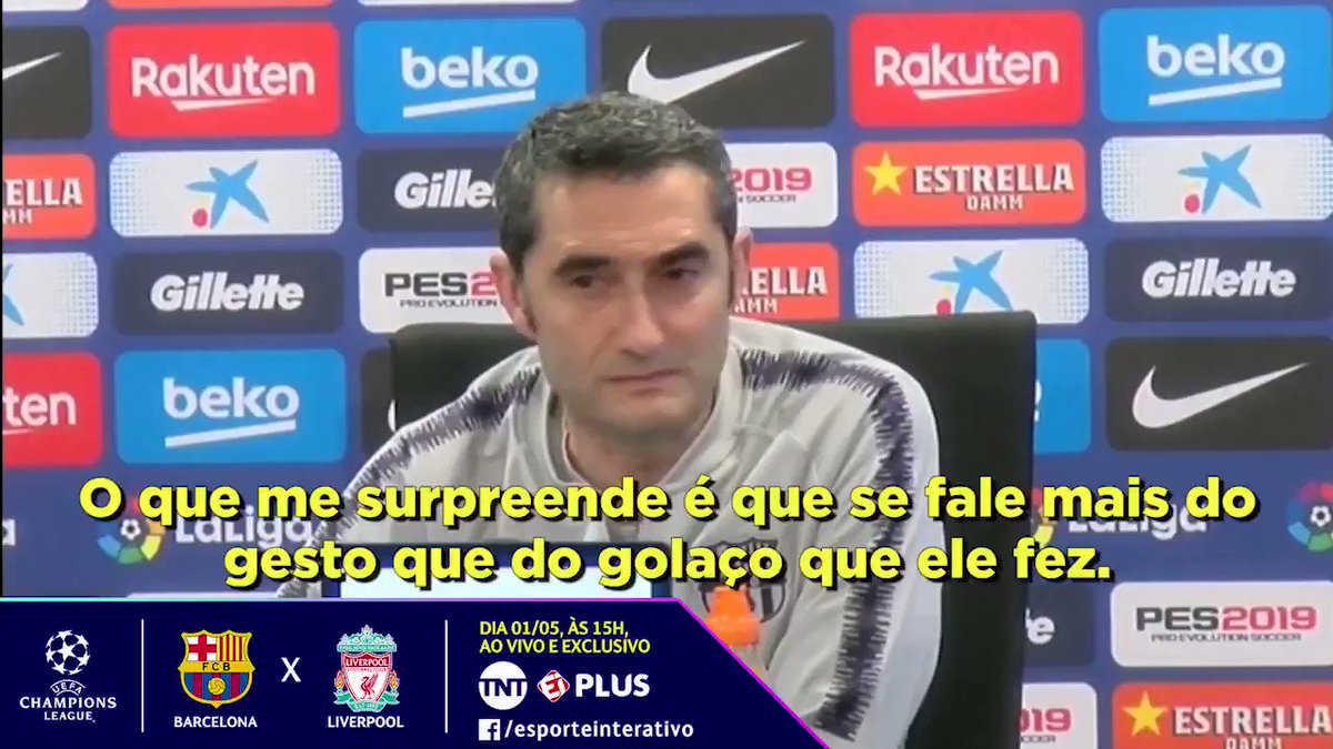 "O que me surpreende é que se fale mais do gesto que do golaço que ele fez". Se liga no que Ernesto Valverde, técnico do Barcelona, falou sobre a comemoração de Coutinho contra o Manchester United na Champions. Concorda com o cara? #CasaDaChampions #ChampionsLeagueNoEIPlus