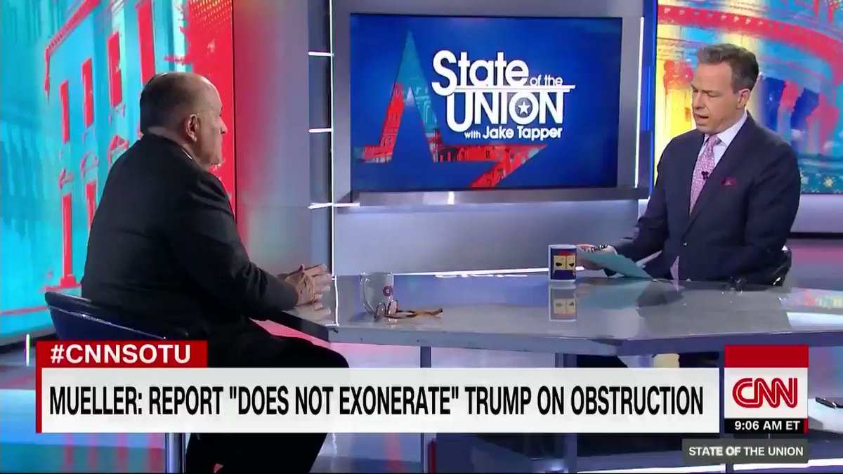 “Some things are false, a lot of things are questionable,” Rudy Giuliani says about the Mueller report. #CNNSOTU https://cnn.it/2XuEeGP