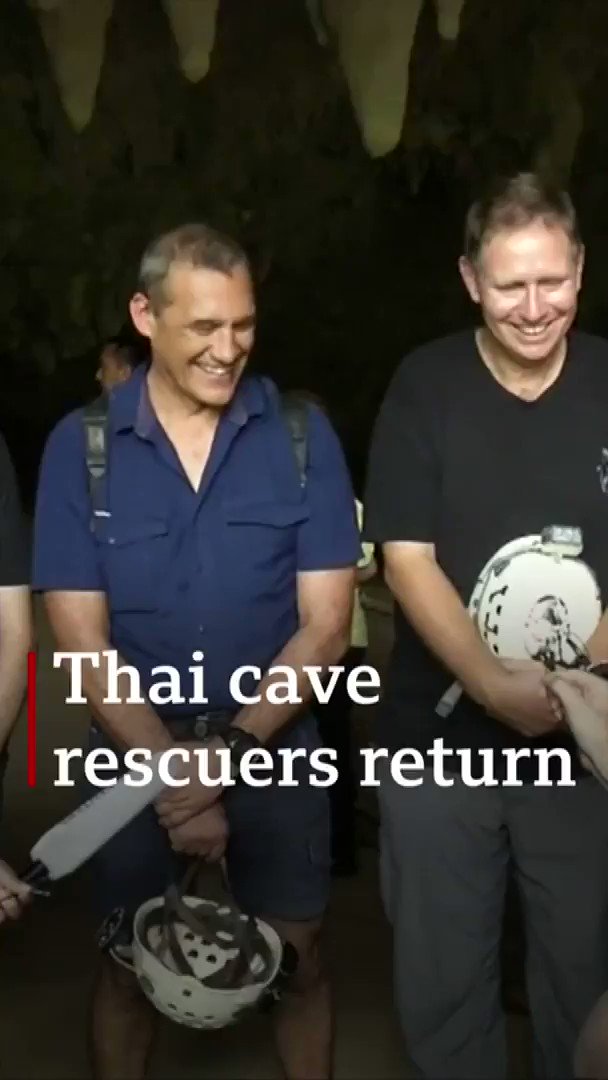 Australians Richard Harris and Craig Challen are two of the divers who helped with the rescue of the Wild Boars soccer team in Thailand last July
Here they return to the Tham Luang cave where 12 boys and their soccer coach were saved
{tap to expand} https://bbc.in/2XCIEvr