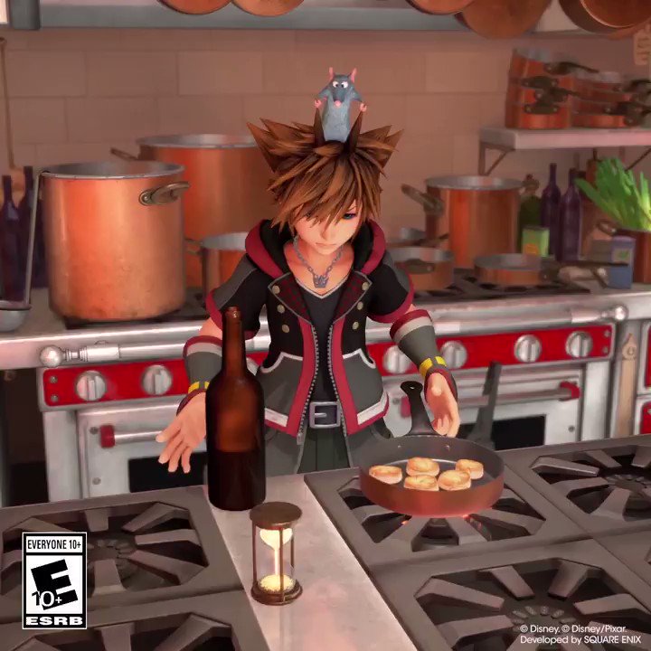 In #KingdomHearts III, Sora has grown up and even started cooking all by himself… we think? If it's not him, who's helping?
