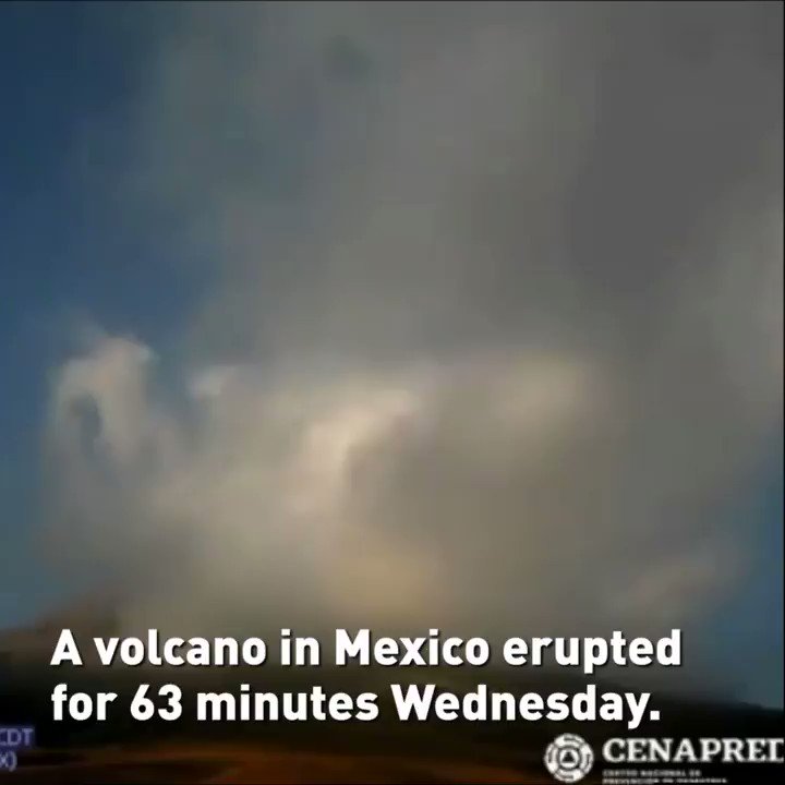 # Popocatepetl #volcano erupts in #Mexico for over an hour
