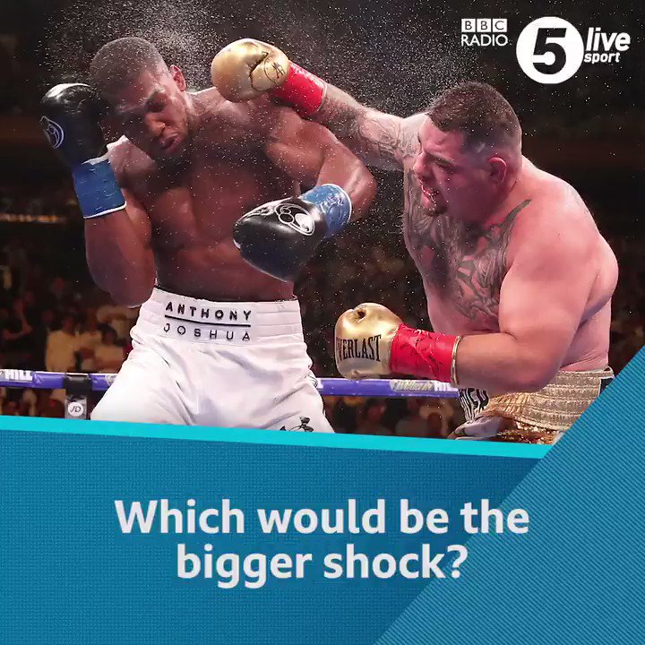 🥊 Would Tyson Fury losing to Tom Schwarz be a bigger shock than Anthony Joshua losing to Andy Ruiz Jr?@bigdaddybunce asks the question🤔 What do you think?Listen live 👇📲📻: http://bbc.in/2IFt5xb #bbcboxing