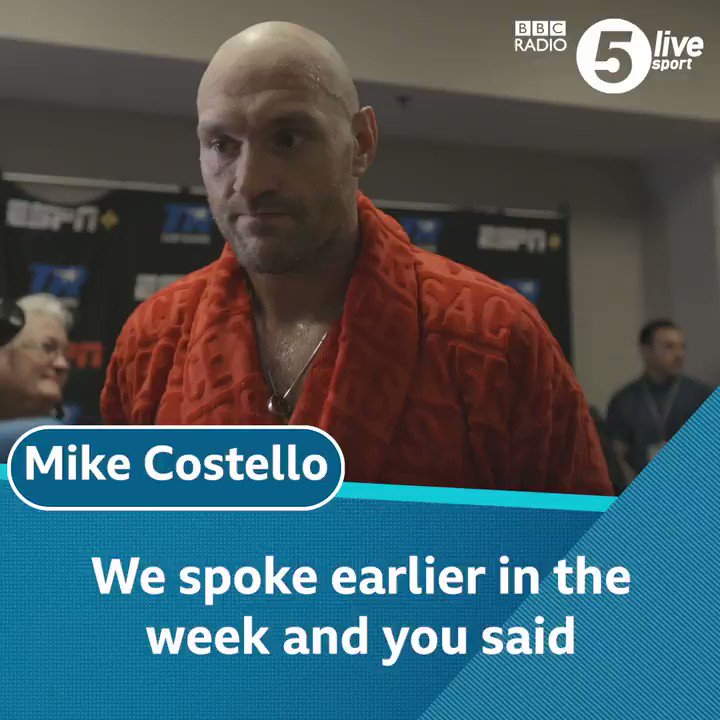'I got lucky tonight and a I put on a good show' 🥊@Tyson_Fury talks to Mike Costello in his dressing room after beating Tom Schwarz ✊Listen to the latest post-fight podcast with Costello & @bigdaddybunce as they dissect #FurySchwarz🎧http://bbc.in/2KllAyt #BBCBoxing