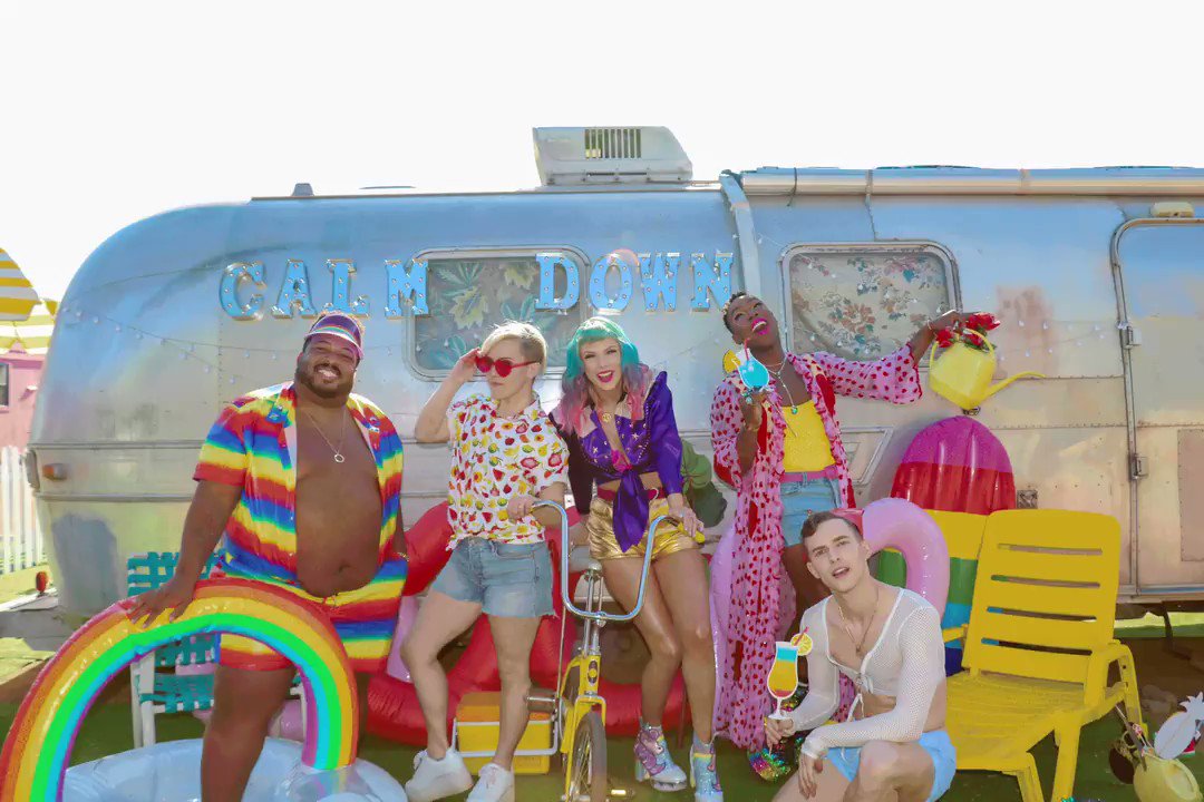 The #YNTCDmusicvideo is out! First, I want to say that my co-stars in this video are AMAZING. Please celebrate by supporting their work, following them, and going to see them perform. Iโm SO grateful and SO EXCITED I ACTUALLY DO NEED TO CALM DOWN.๐นhttp://taylorswift.lnk.to/YNTCD/youtubeย