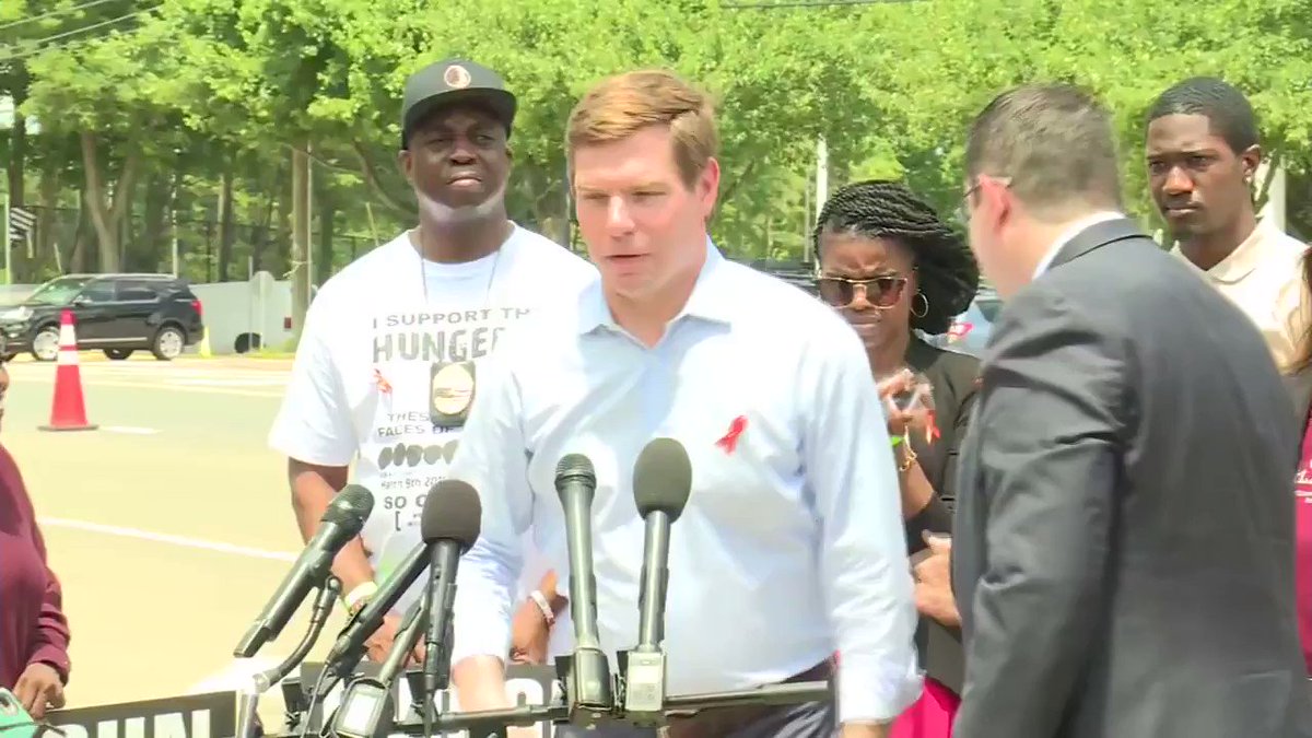 "There's nothing that we propose here today that is at odds with what this organization claims they stand for."
Rep. @EricSwalwell announces gun plan outside the NRA headquarters in Fairfax, VA.